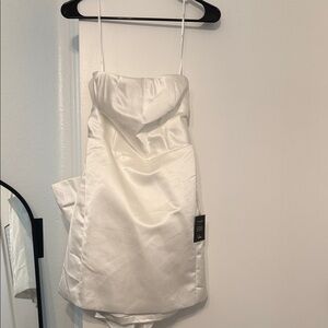 Lulu's White Satin Cowl Neck Mini Dress